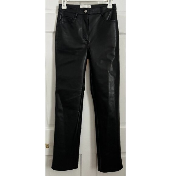 Aritzia Wilfred The Melina Pants Black 0 Faux Leather High Rise Waist 29 Inseam - Picture 1 of 6